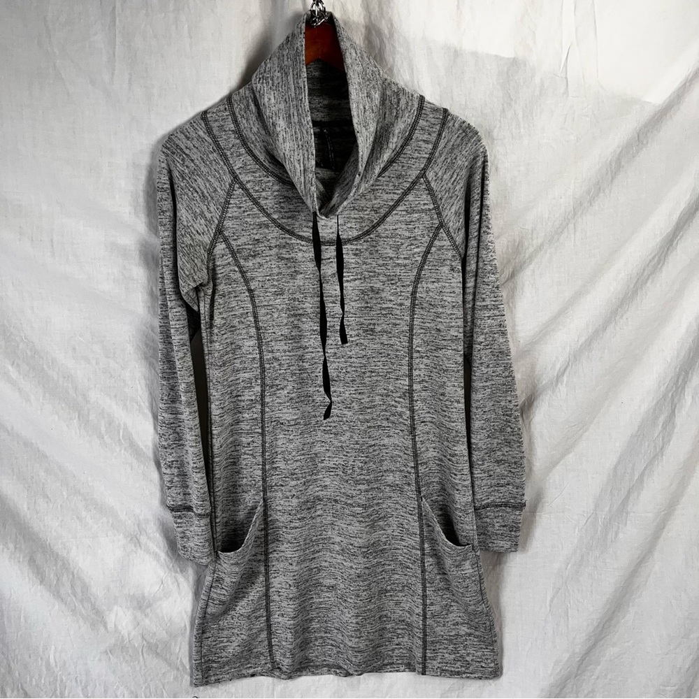 Kuhl Lea Dress Womens Small Heather Gray Cowl Neck Long Sleeve Thumbholes Warm